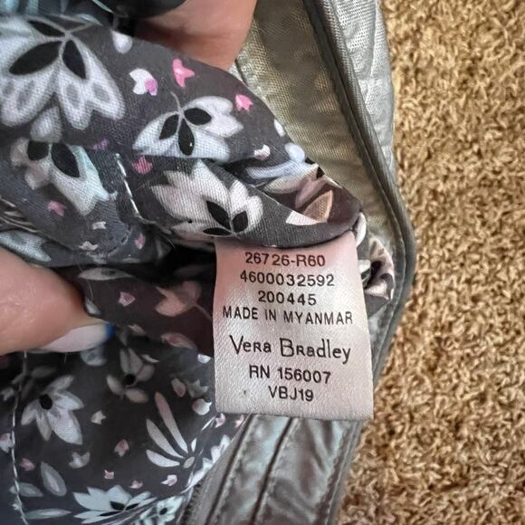 Vera Bradley Signature Cotton Small Vera Tote Bag in Silver Pearl - Picture 11 of 12